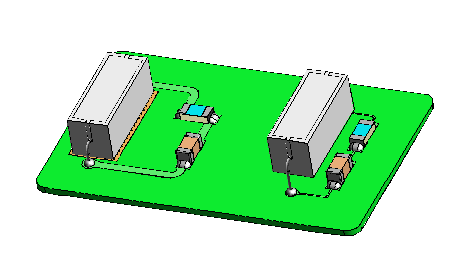 基板上に実装されたセメント抵抗の例